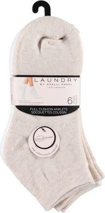 Shelli Segal 6-Pack Full Cushion Ankle Socks in Oatmeal Heather/White at Nordstrom Rack, Size 9/11