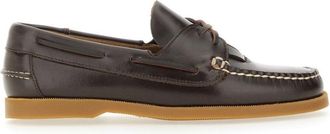 Hereu Brown Calf Leather Boat Moccasins
