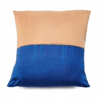 Studio Variously Aakar Mor Black and Indigo Color Block Mulberry Silk Pillow - Cover + Insert in Indigo/gold at Nordstrom