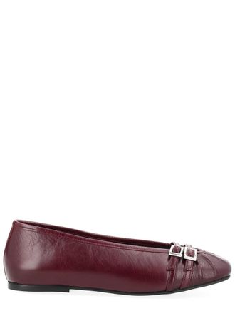Alohas Goat Leather Pointed Buckles Flats