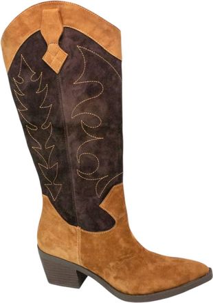 L'Amour Des Pieds Womens Veera Western Suede Boots In Coffee/chocolate