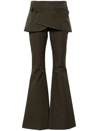 Courrèges layered-skirt bootcut trousers - Green