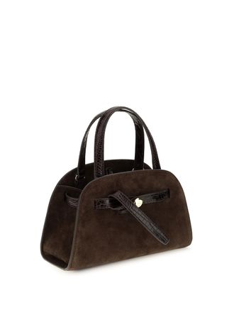 Tory Burch Womens Romy Suede Small Bauletto Dark Cocoa Shoulder Bags