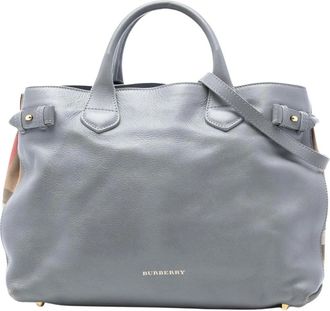 Burberry Pre-owned Handbags, female, Gray, Size: ONE SIZE Pre-owned Classic Leather Tote Bag