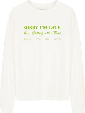 Fab By Fabienne Chapot Madeleine Slogan T-shirt - Dames - Longsleeves - Wit - XS - Katoen - Tops