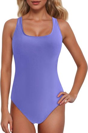 Generic Period Swimwear 1 Piece Leak Proof Menstrual Athletic Swimsuit Racerback Bathing Suit for Teens Girls Womens Athletic Racerback Bathing Suit Color Blo