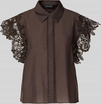 Copenhagen Muse Regular Fit Bluse mit Spitzenbesatz Modell MOLLY in Schoko, Gr&ouml;&szlig;e XS