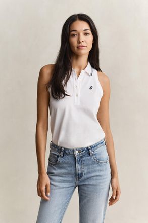 GANT Women Sleeveless Piqu&eacute; Polo Shirt (XXL) WHITE