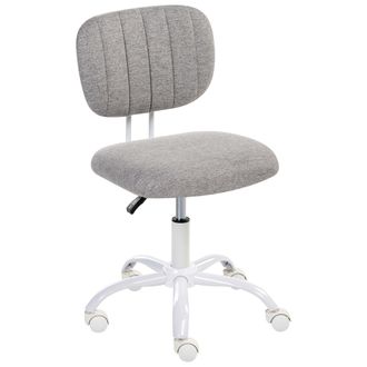 Beliani Silla Giratoria De Escritorio Elegante Tapizado De Tela Estructura De Hierro Oficina En Casa Habitaci&oacute;n Infantil Altura Ajustable Sin Reposabrazos Gri