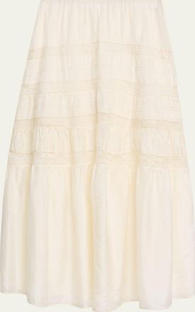 LoveShackFancy Nivine Silk Lace Maxi Skirt