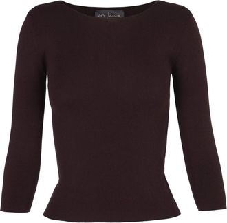 Cortana Fitted Zijde en Katoen Gebreide Top - Dames - Longsleeves - Paars - S - Katoen - Tops