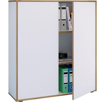 VCM Armadio da ufficio in legno Cartella File Armadio Mobili da ufficio Cabinet Salia 3x Larghezza 100 cm Porte di tornitura (Bianco) - VCM