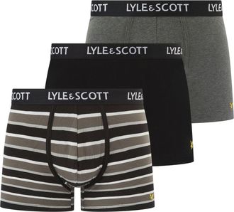 Lyle & Scott Heren Ethan Logo Boxershorts (Pakket van 3) (Donkergrijs)