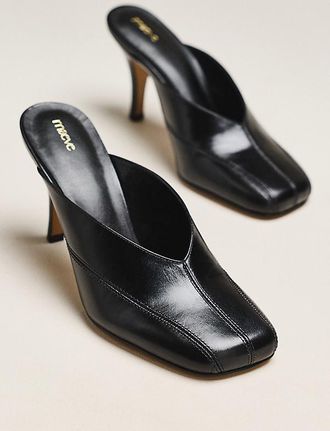 Maeve Square-Toe Mule Heels