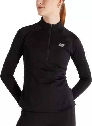 New Balance Womens Heat Half Zip Long Sleeve Top In Black