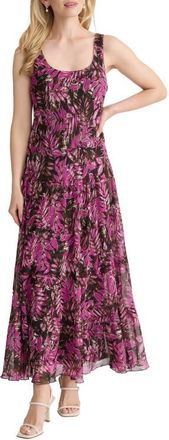 Jones New York Print Sleeveless Tiered Maxi Dress in Bright Orchid Multi at Nordstrom, Size X-Large