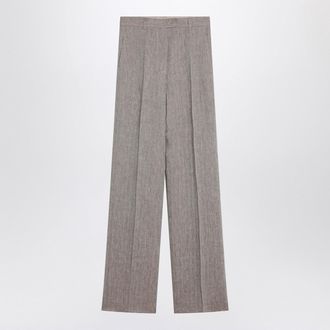 Max Mara Beige Straight Linen Pants