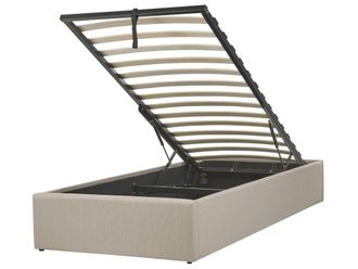 Beliani Cama individual de tejido beige 90x200