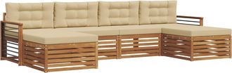 vidaXL Conjunto De Sof&aacute;s De Exterior 6 Uds. Natural Y Beige Vidaxl