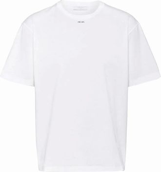 Prada Mens Prada Small Logo Print T-Shirt in White - Size: 40