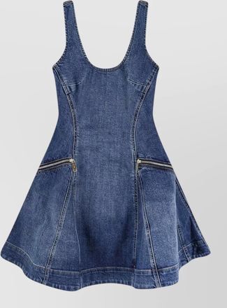 Self Portrait knee length dress scoop neck zip pockets