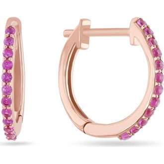 Lana Jewelry 14K Gold Mini Pink Sapphire Huggie Hoop Earrings in Rose Gold at Nordstrom