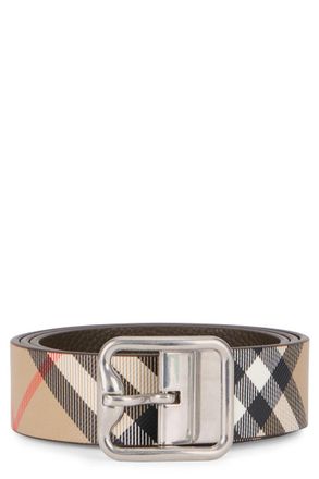 Burberry Beige Textured Reversible Belt