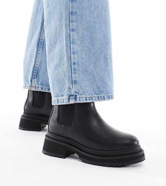 London Rebel Emma - Stivaletti Chelsea con suola spessa neri a pianta larga-Nero