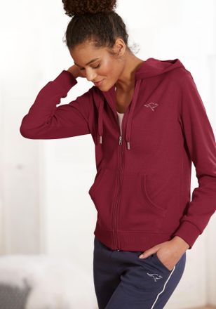 Kangaroos Sweatjacke KANGAROOS, Damen, Gr. 32/34, rot, Interlock, Obermaterial: 60% Baumwolle, 40% Polyester, unifarben, Basic, h&uuml;ftlang, Rippb&uuml;ndchen, Sweatjac