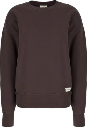 Saint Laurent Sweatshirts, female, Gray, Size: XS Logo Patch Fleece Sweatshirt