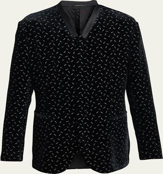 Giorgio Armani Mens Stamped Silk-Blend Velvet Blazer