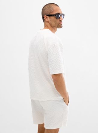 Le 31 Mens Embossed geo T-shirt