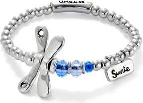 UNOde50 Elastic bracelet with sterling silver plated dragonfly with blue crystals at Nordstrom, Size Medium