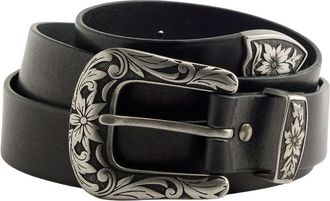 Levi's Lederg&uuml;rtel LEVIS GO WEST BELT, Damen, Gr. 105, schwarz (caviar), Rindsleder, G&uuml;rtel Lederg&uuml;rtel, mit Blumenrelief