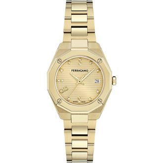 Ferragamo Edge Bracelet Watch, 28mm in Yellow Gold at Nordstrom