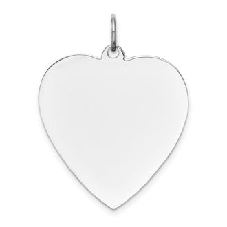 Diamond2Deal 14k White Gold Plain.013 Gauge Engravable Heart Charm