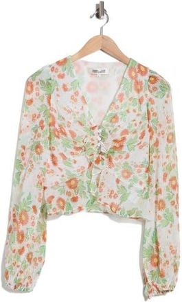 Diane Von F&uuml;rstenberg Mary Lurex Long Sleeve Top in Marlene Batik Small Ivory at Nordstrom Rack, Size Xx-Small