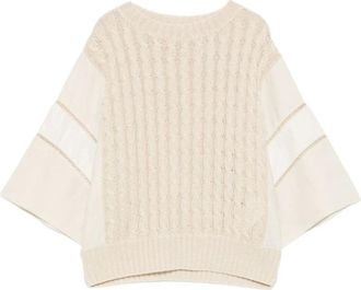 Max Mara Round-neck Knitwear, female, Beige, Size: M Loose-fit linen yarn sweater
