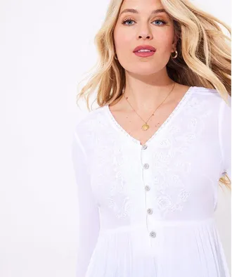 Joe Browns Crochet Crinkle Tunic in White at Nordstrom, Size 22