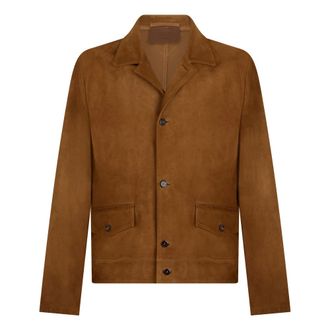 Prada Short Suede Jacket - male - Prada - Leather Jackets - Brown - M - Jackets