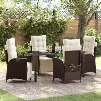 vidaXL Conjunto De Comedor De Jard&iacute;n 5 Pcs Marr&oacute;n Polirat&aacute;n Vidaxl