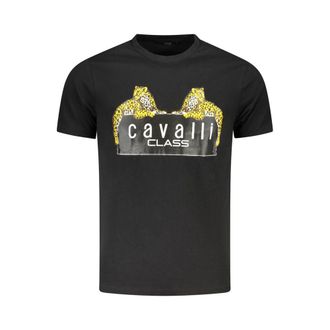 Cavalli Zwarte Katoenen Heren T-Shirt