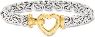 Ross-Simons Two-Tone Sterling Silver Byzantine Heart Bracelet
