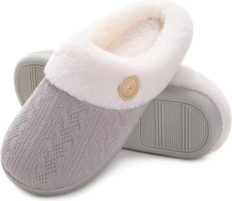 Generic Womens Winter Insulation Closed Toe Flat Bottom Soft Slippers for Indoor and Outdoor Comfort Mens Size 9 Uk Ladies Shoes 5 Memory Foam Women Fluffy