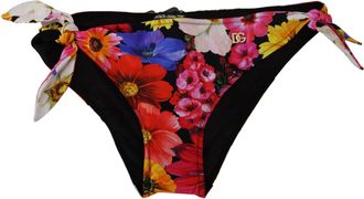Dolce & Gabbana Black Floral Print Swimsuit Bikini Bottom Womens Swimwear