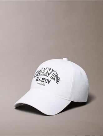 Calvin Klein Mens Curved Logo Cap - Open White