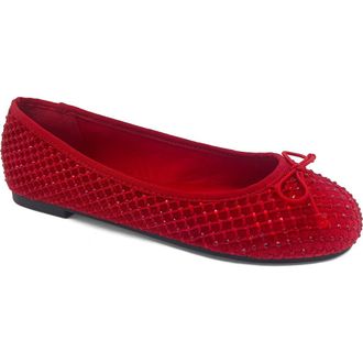 Kenneth Cole Reaction Palmer Mesh Rhinestone Diamond Mesh Ballet Flat in Red/red at Nordstrom Rack, Size 7.5