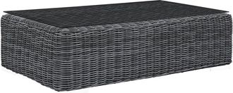 ModWay Outdoor Summon Outdoor Patio Wicker Rattan Glass Top Coffee Table