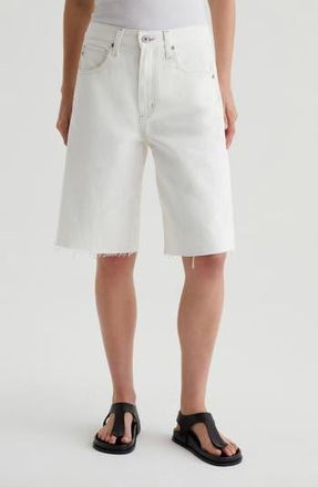 AG - Adriano Goldschmied Hattie High Waist Raw Hem Denim Barrel Shorts in Ivory Mist at Nordstrom Rack, Size 23