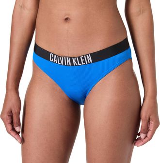 Calvin Klein Womens Bikini Bottoms with Logo Waistband, Blue (Patch of Blue), S